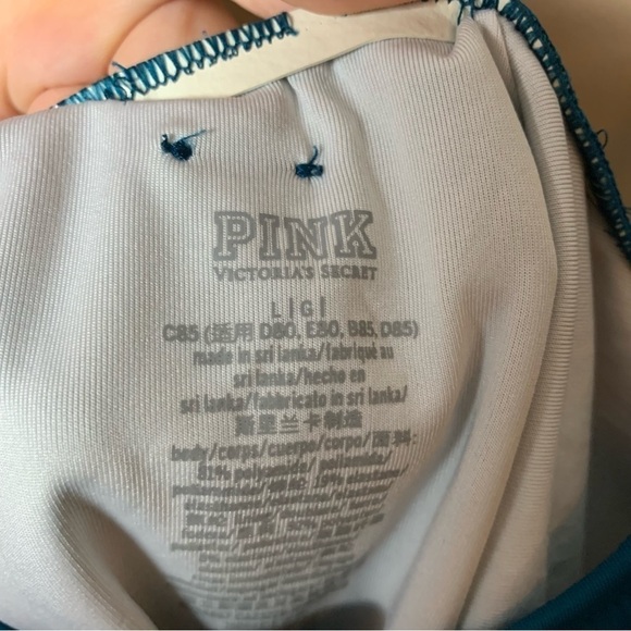 [PINK Victoria's Secret] Teal Blue Scoop Back Hibiscus One Piece Swimsuit - Picture 5 of 8